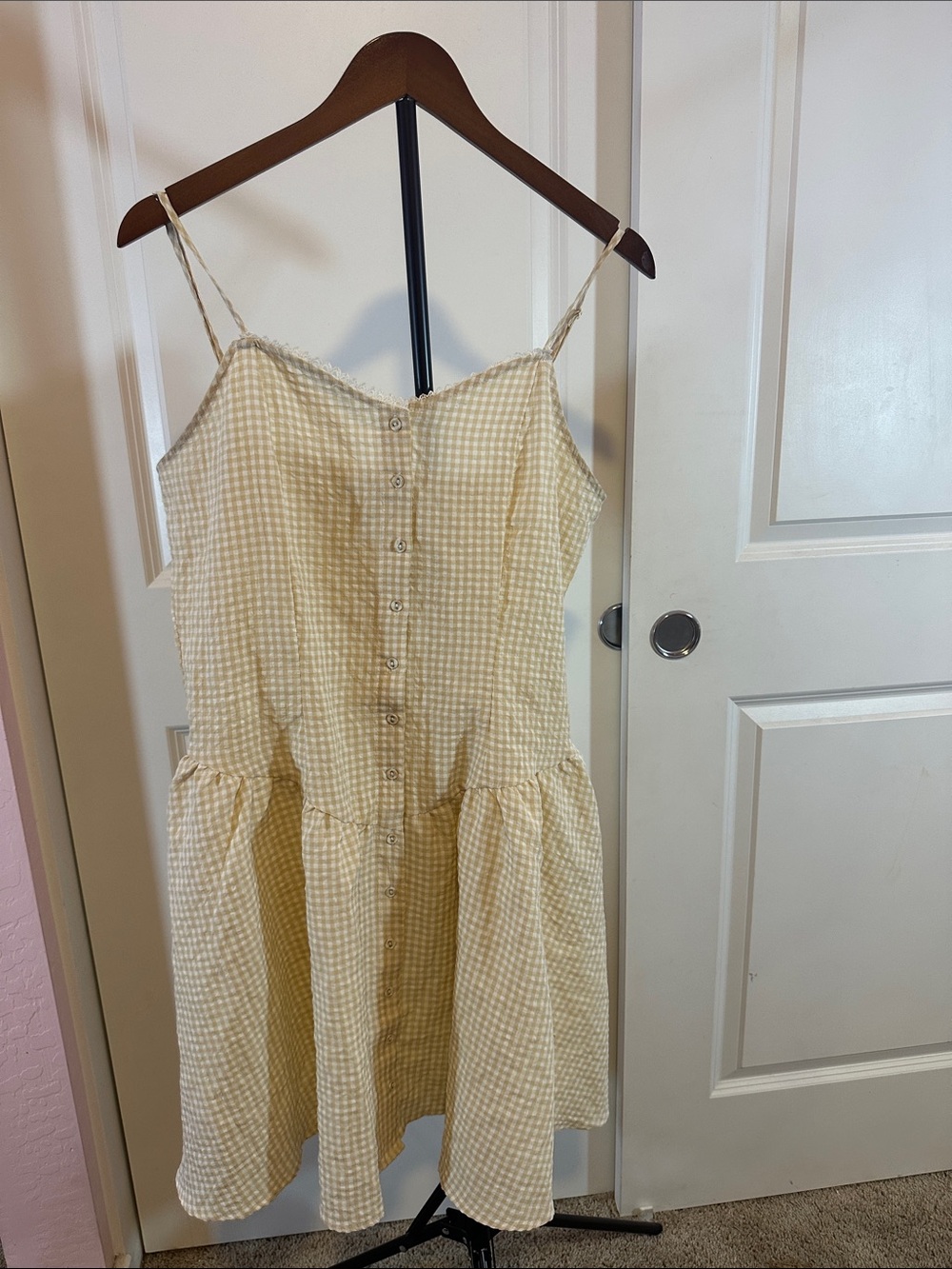 Passport Yellow Gingham Button-Front Mini Sundress